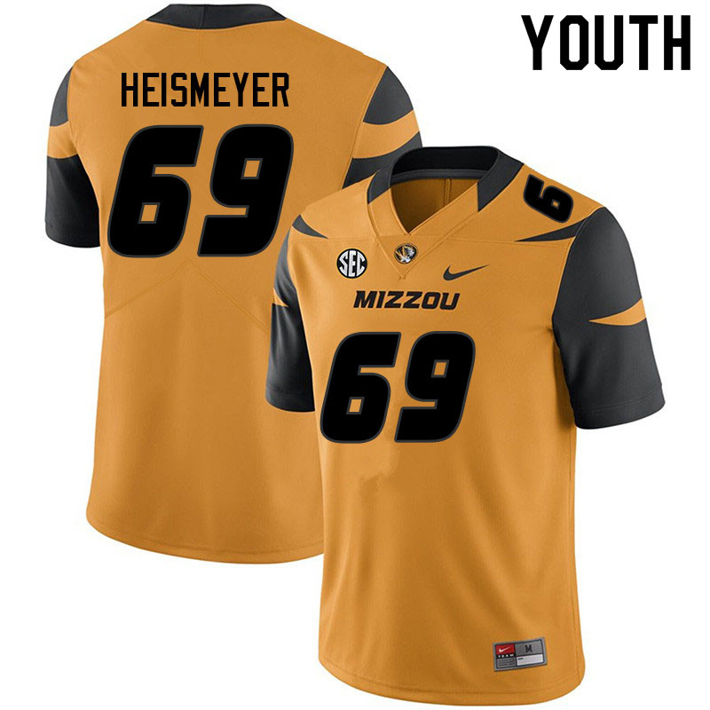 Youth #69 Drake Heismeyer Missouri Tigers College Football Jerseys Sale-Yellow